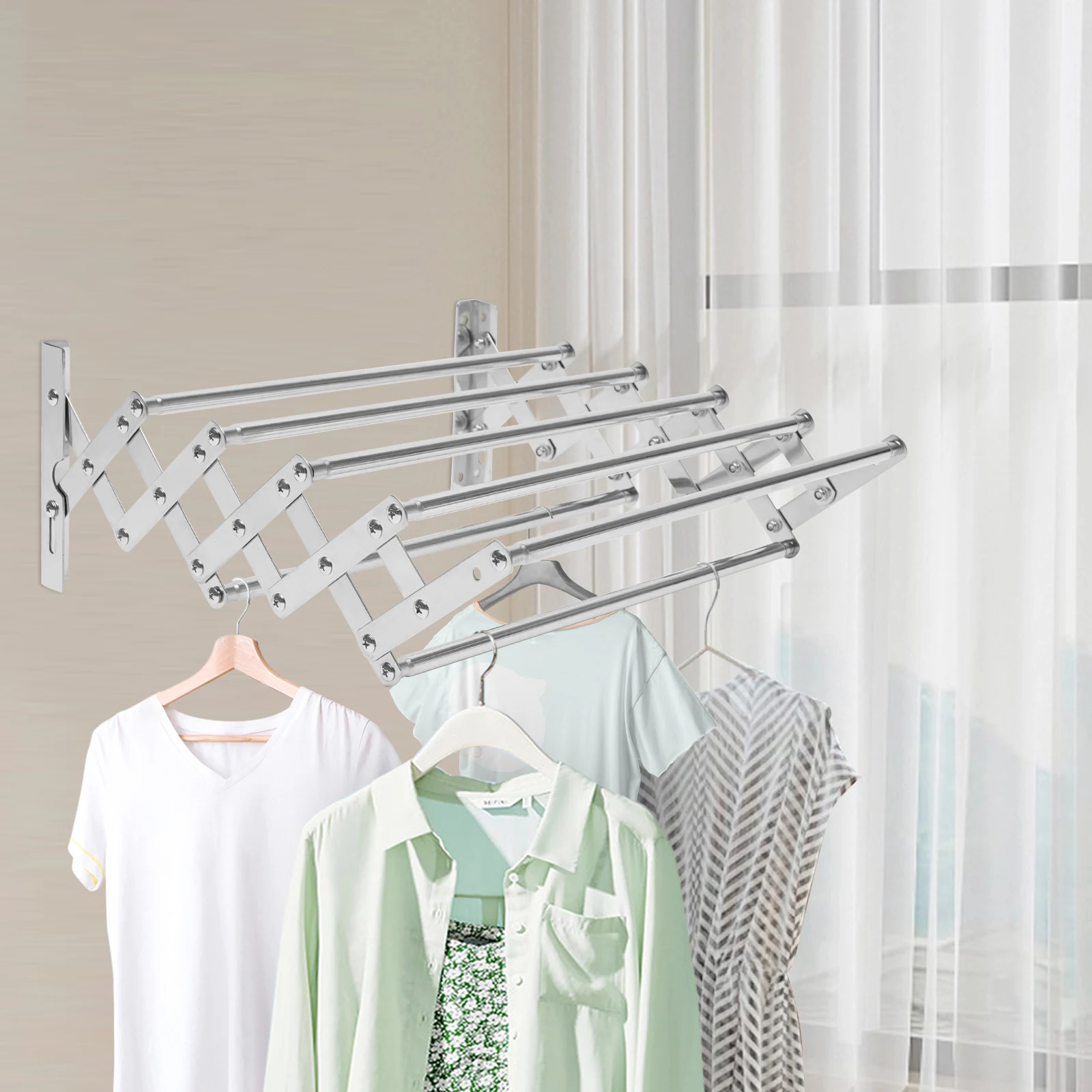 

Clothes Hanger Rack, Wall Mounted Laundry Drying Rack, Clothes Hanger Rack, Retractable Clothes Rack