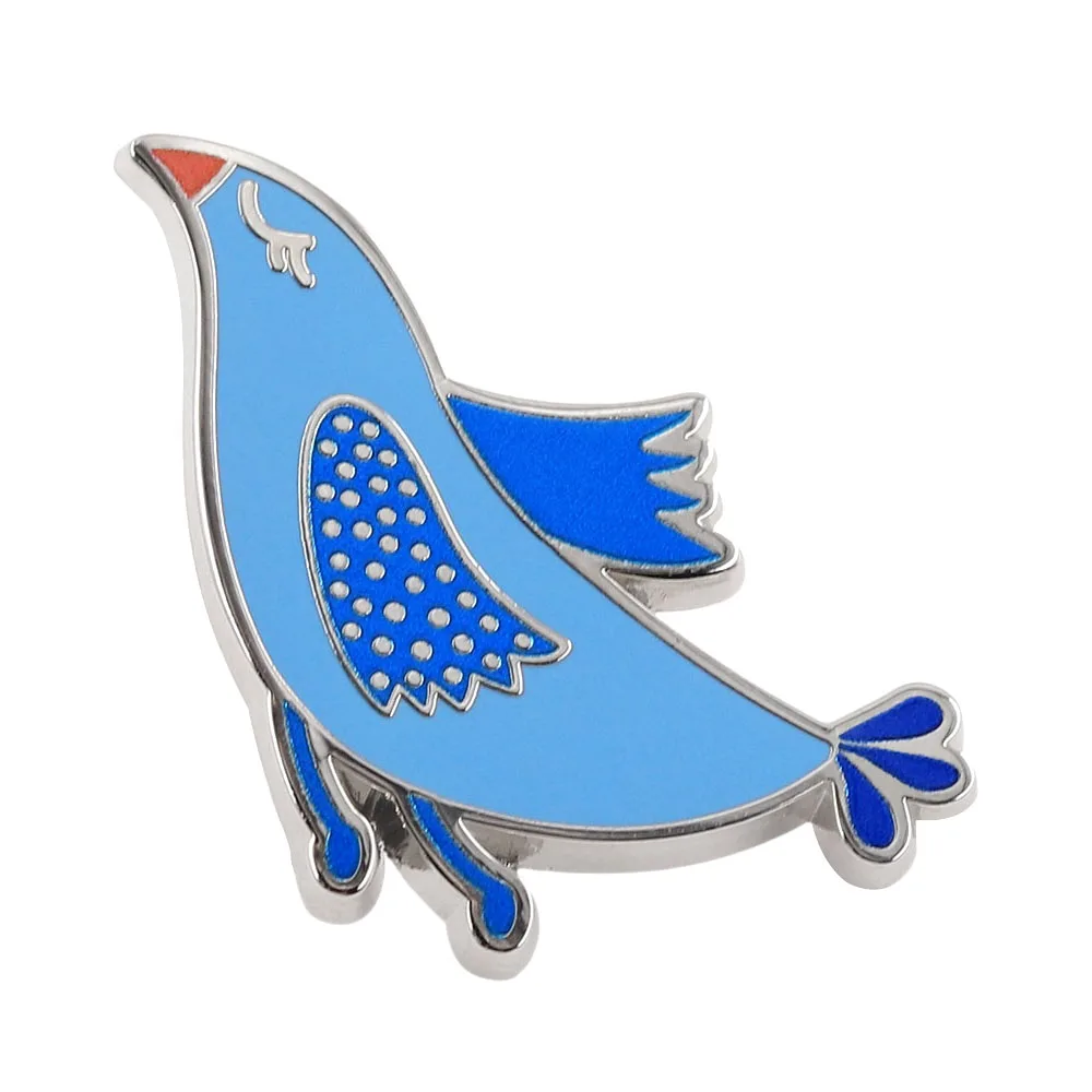 Kreative, niedliche fliegende Vogel-Broschen, minimalistische nordische blaue Vogel-Emaille-Anstecknadeln, Volkskunst-Tierabzeichen, Rucksack-Reversnadel, Schmuckgeschenk – Detail 1