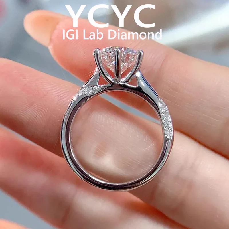 Lab Grown Diamond 1 2 3 5Ct Ring Solid14K White Gold ROUND Cut Diamond CVD HPHT DEF VS-VVS Wedding ring