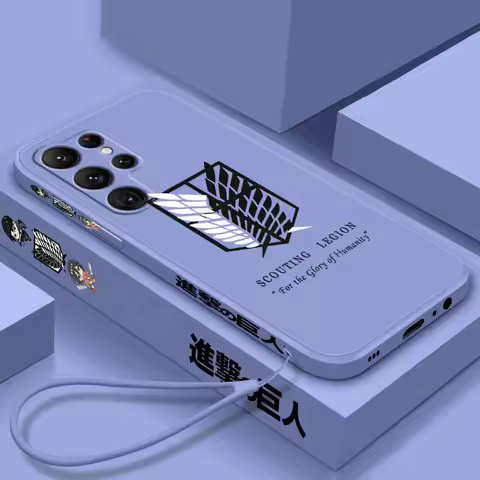 Attack on Titan Art hot LOGO Phone Case For Samsung Galaxy S25 S24 S23 S22 S21 S20 Ultra Plus FE 5G Liquid Left Rope Cover