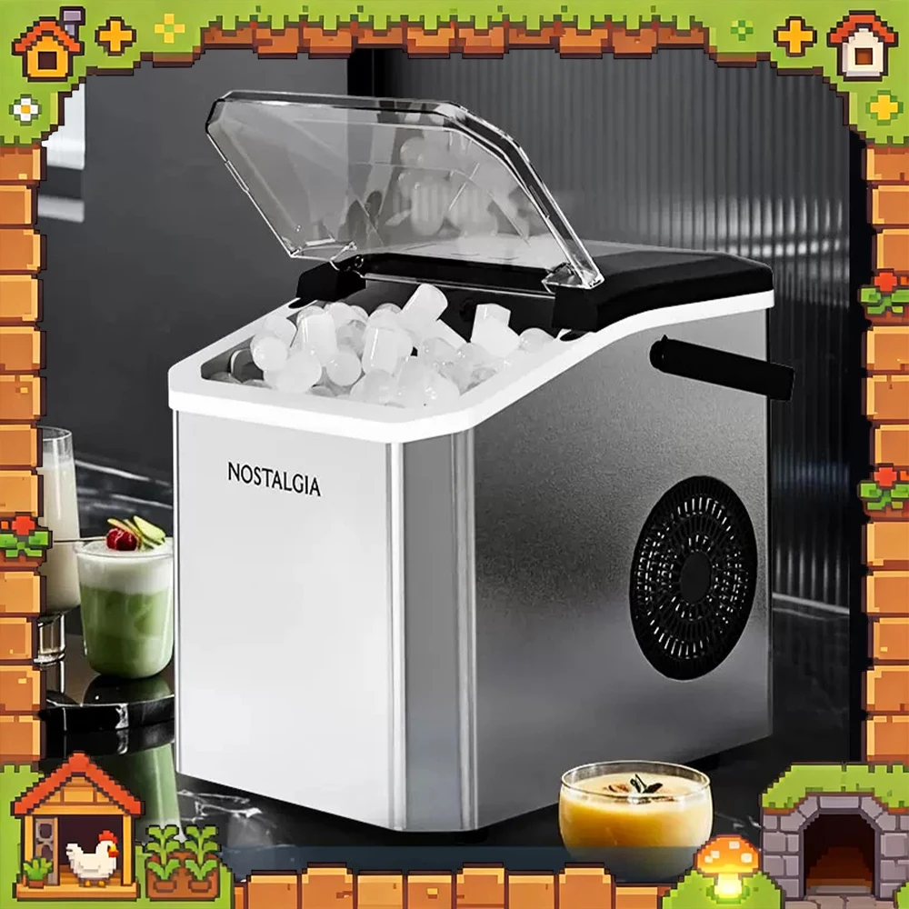 Nostalgia Electrics YH1590 Ice Machine Efficient Rapid Cooling Process Desktop Ice Maker Infrared Real-Time Sensor For Gifts