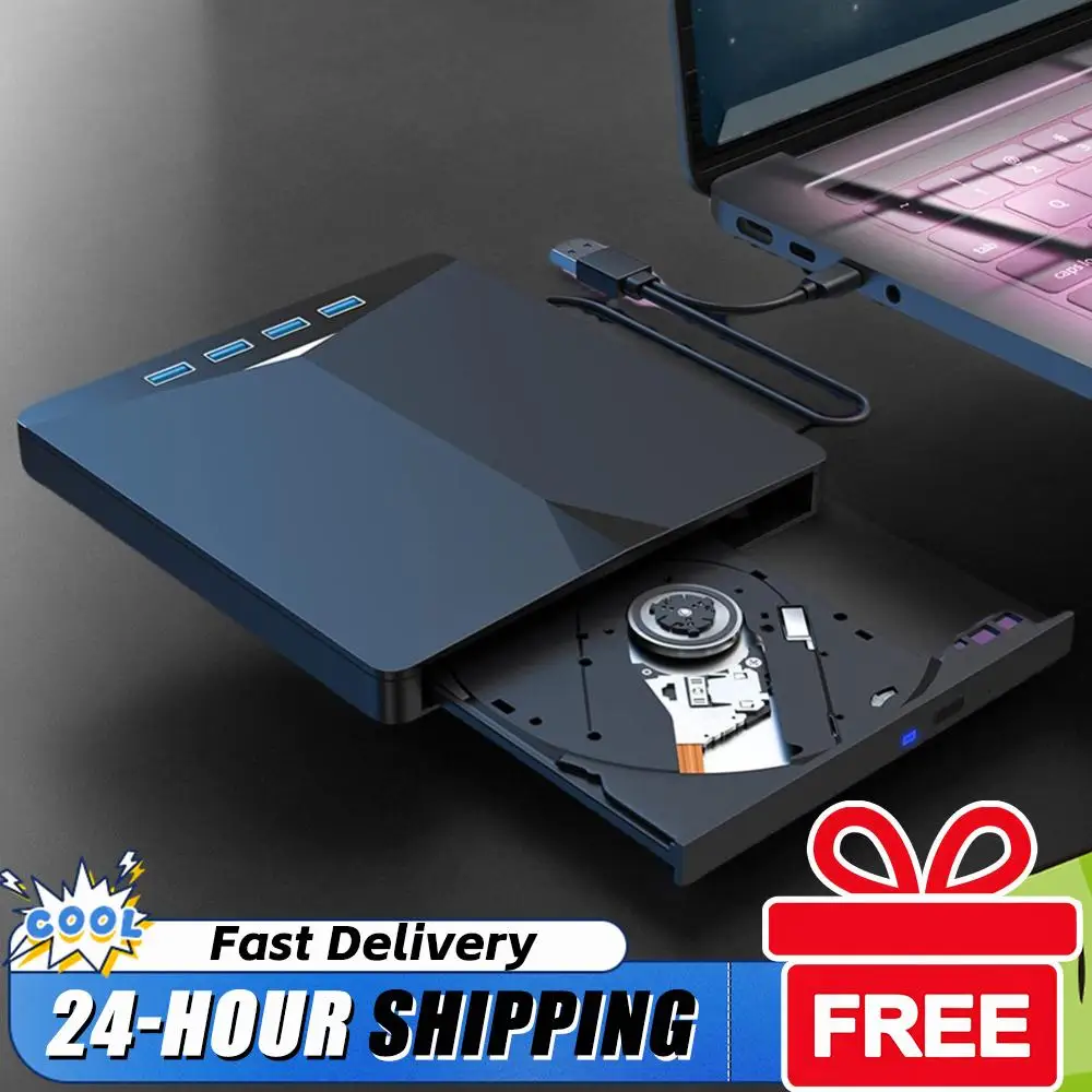 

Устройство для чтения и записи CD/DVD-дисков 7-в-1 USB3.0 Type-C, высокоскоростное, с функцией Plug-and-Play, для Windows 11/10/8/7/Linux/OS