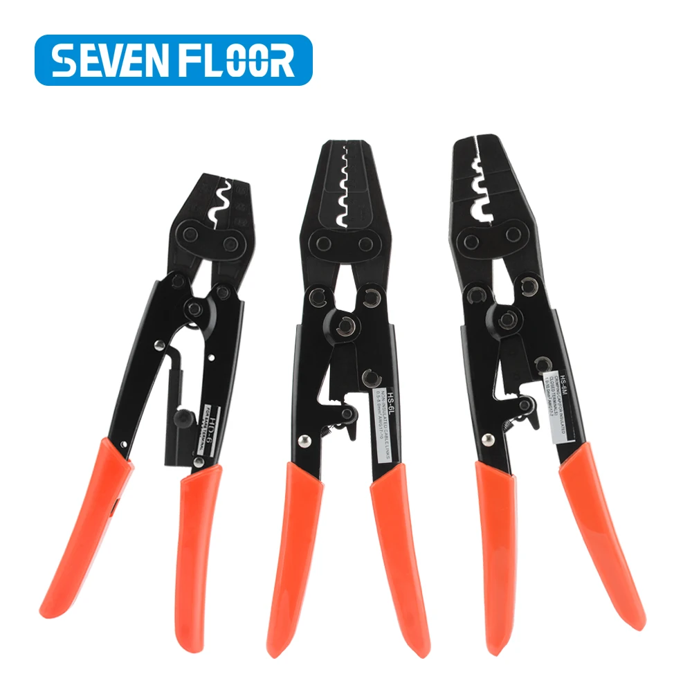 Crimper Plier Ratchet Crimping Tool for Non-Insulated Terminals AWG 22-6 Polished Jaw Pressure regulating device