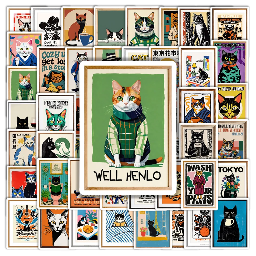 Phone Cases Junk - Cute Cat Poster Stickers Waterproof Vinyl