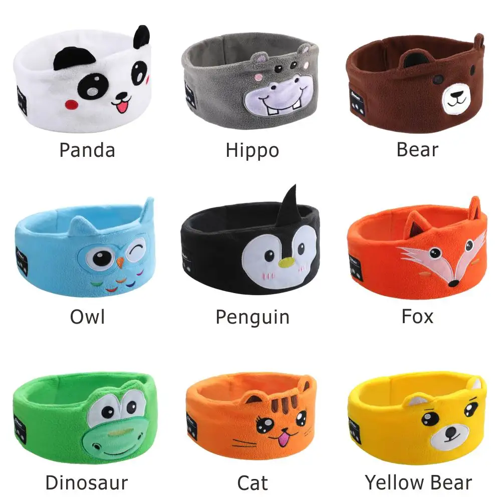 NEW Soft Elastic Comfortable Wireless Music Earphones Kids Animal Sleeping Headphones Eye Mask Bluetooth 5.0 Headphones Headband