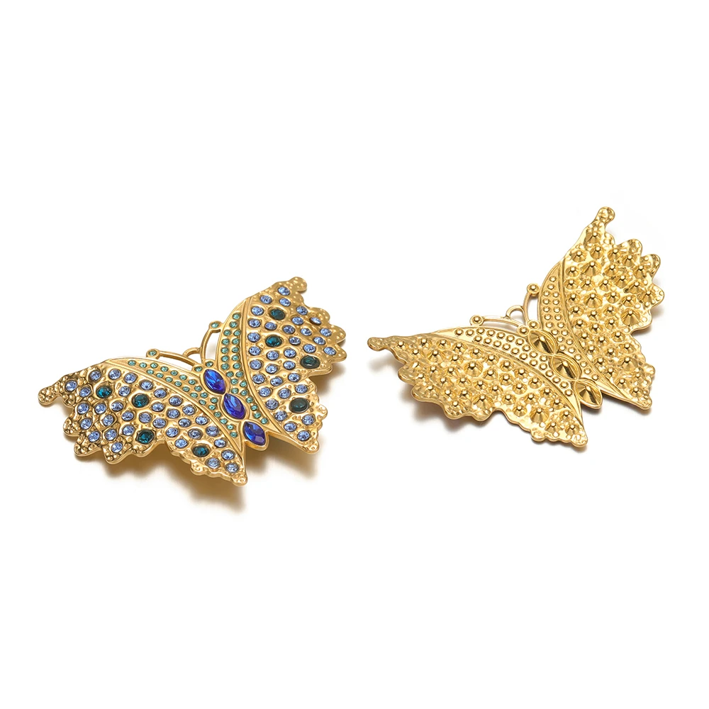 

2 шт. подвески-бабочки из нержавеющей стали с цирконием для изготовления модных украшений своими руками: серег, браслетов, декоративных элементов