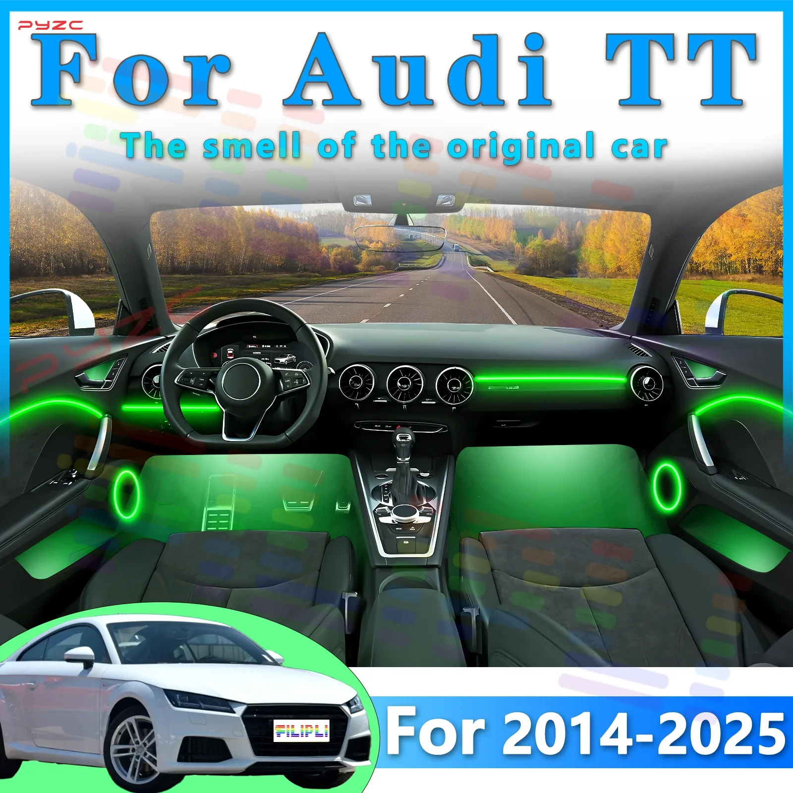 

For Audi TT 2door 4seats Interior LED Light Strip Multiple Modes 64s for Enhanced Driving Sensation and Ambient Lighting