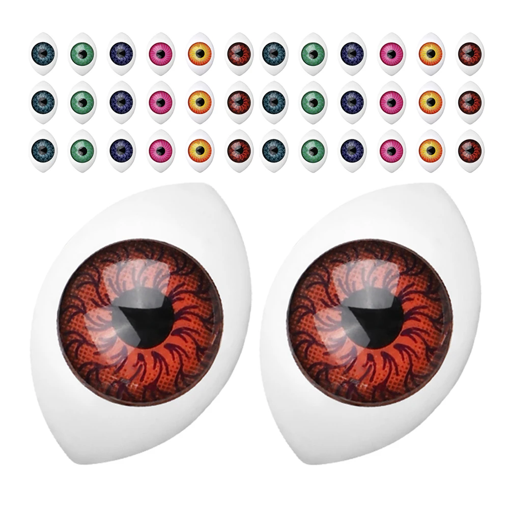 

100 Pcs Hemisphere Eyeball 12x16mm Resin Eyes for Crafts Stuffed Animal Projects DIY Toy Fake Oval Realistic eyeball