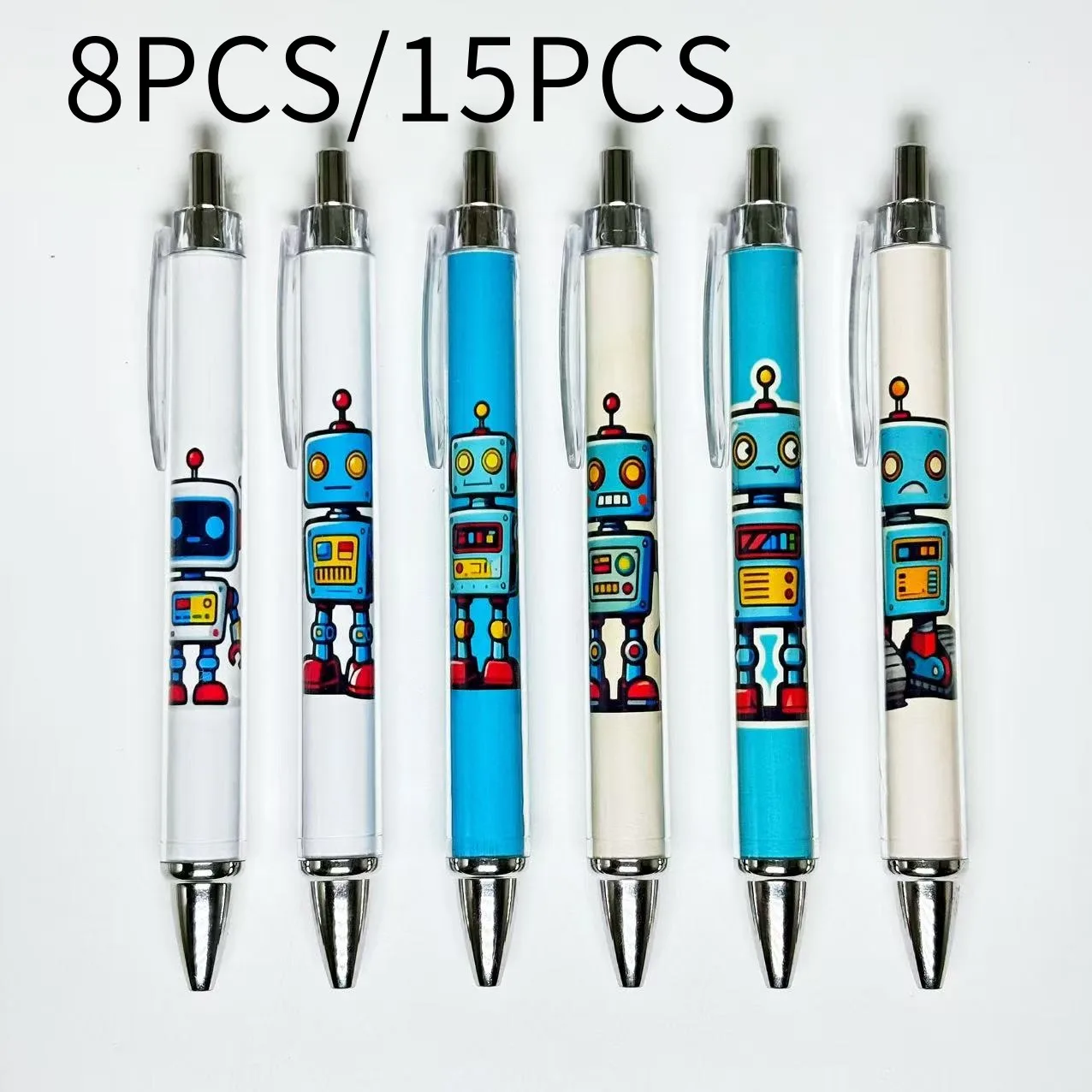 8pcs/15pcs 창의적인 기계 테마 볼펜 로봇 시리즈 볼펜 학생용 필기구
