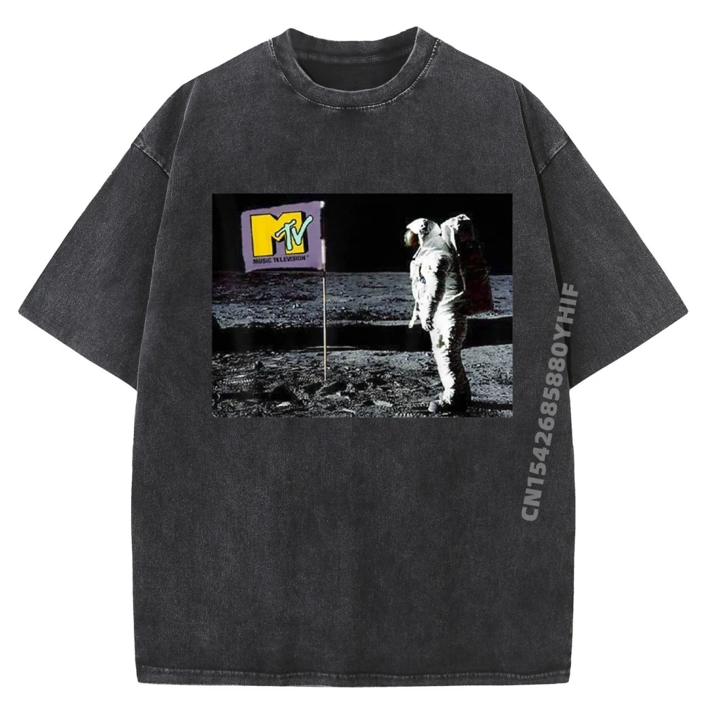 

Man On The Moon Flag Graphic T Shirts Men Cotton Cotton Comfort Washed Soft Luxury Brand Mens Printed Tops