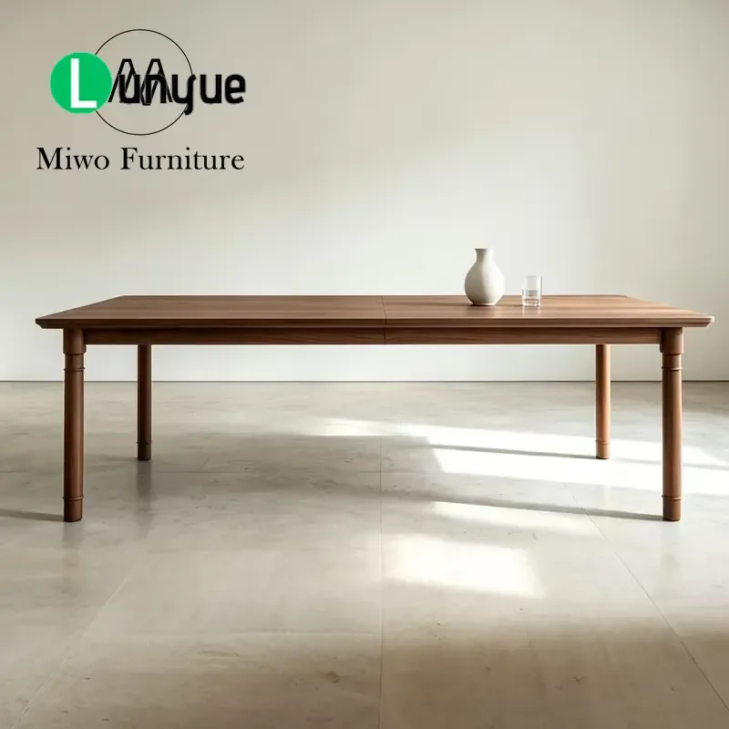 Modern Rectangular Oak Retractable Dining Table with Chairs Nordic 8 Seater Pull Out Extendable Kitchen Furniture for Dining