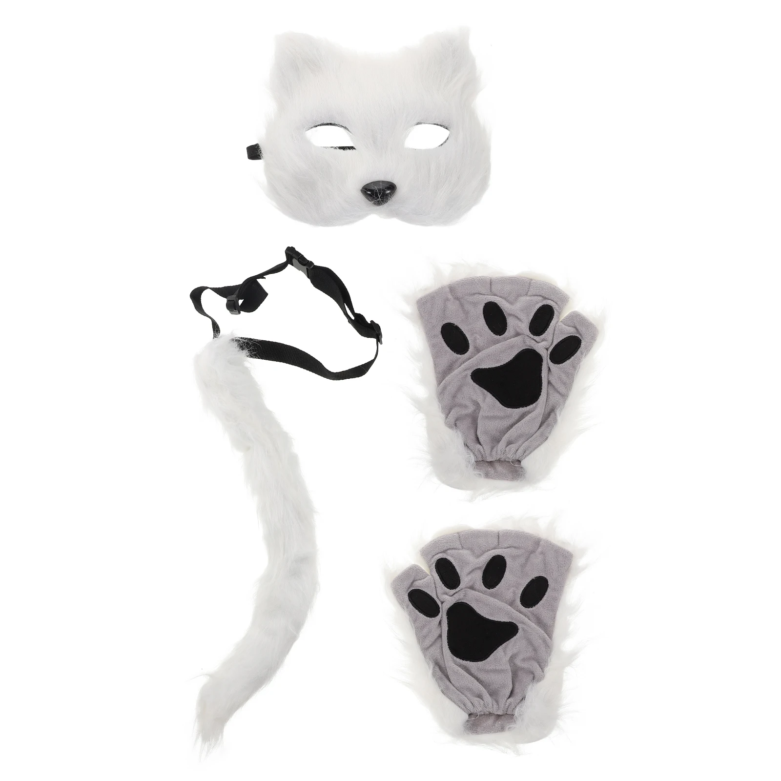 قناع نصف وجه، إكسسوارات أزياء تنكرية، قفازات ثعلب بيضاء على شكل قناع حيوان، تصميم أنيق ومريح #6