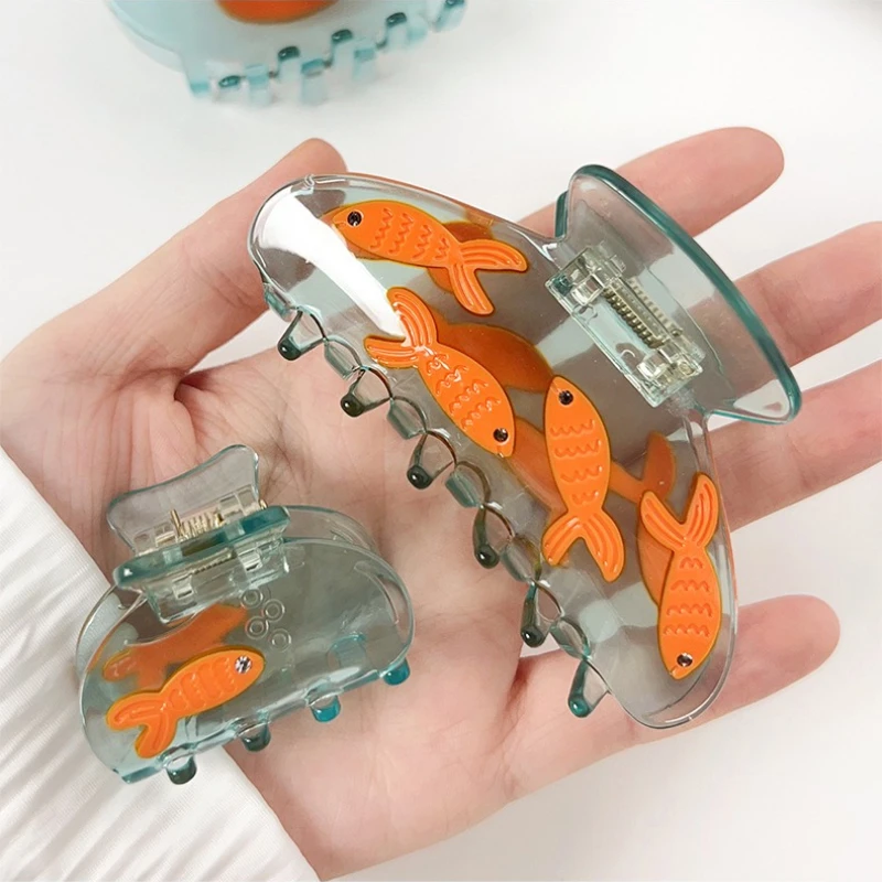 

NEW Transparent Goldfish Tank Hair Claw Eco-friendly Acetate Claw Clips INS Trendy Hair Clips for Women Girls Hair Accessories