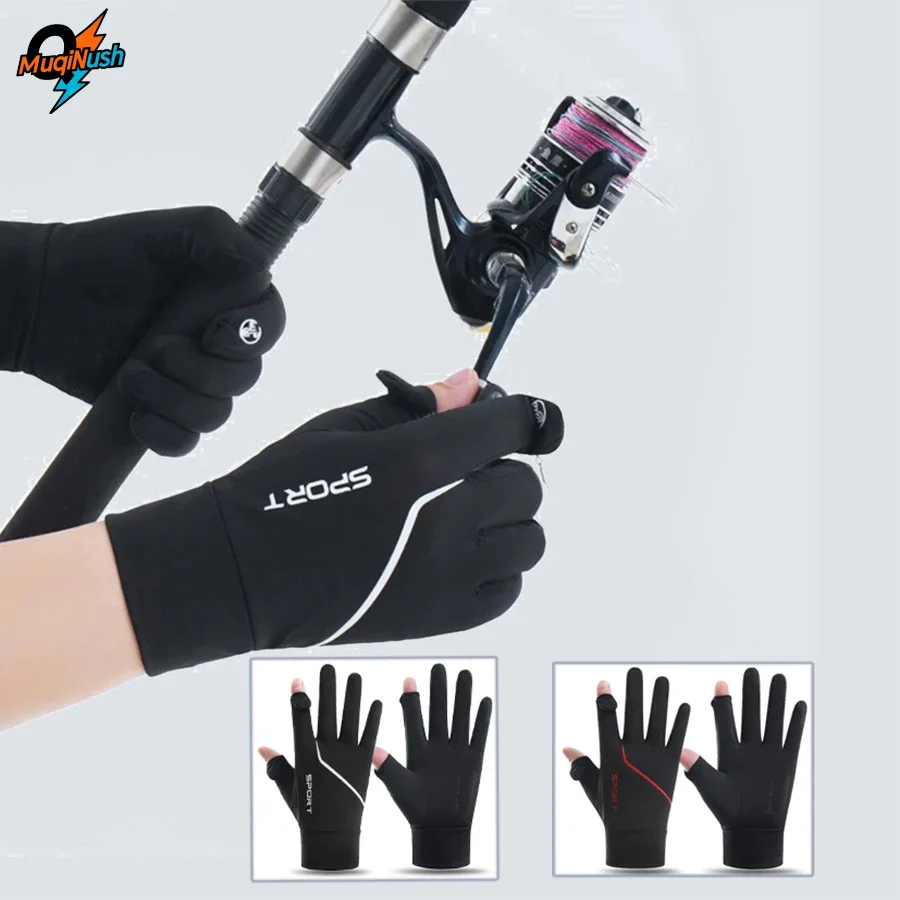 

MuqiNush Two Finger Fishing Hunting Sports Running Cycling Gloves Waterproof and Non Slip Mountain Men's Women's Driving Golf