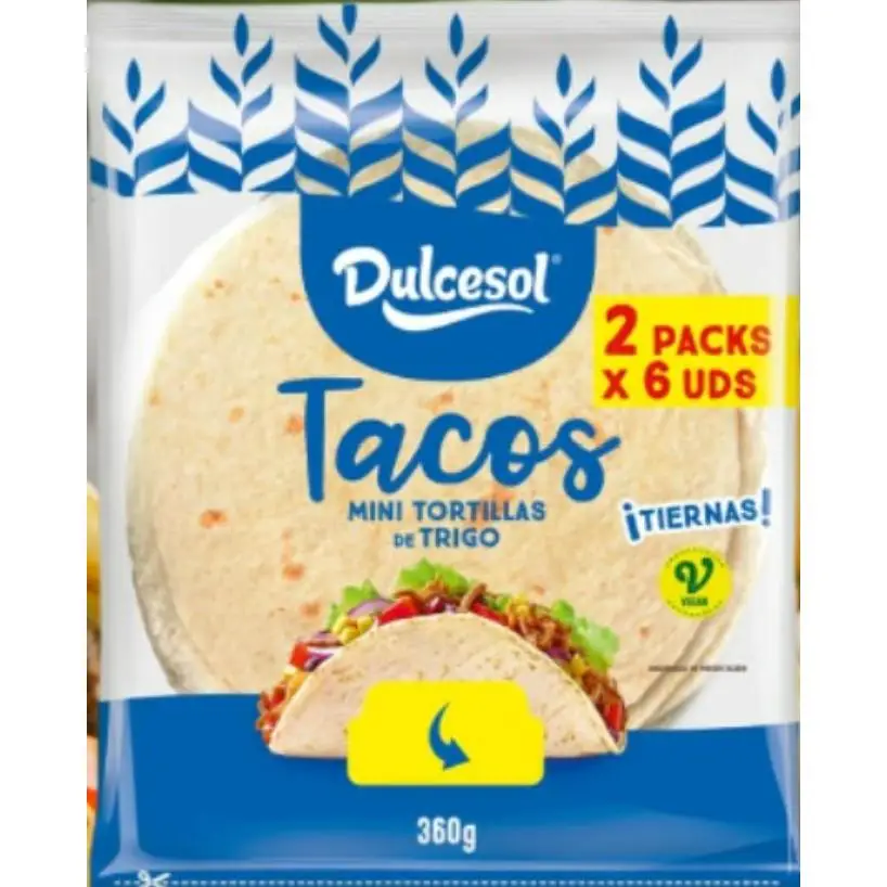Dulcesol Tacos Mini tortillas de trigo - 36 tacos individuales en total- Empaquetadas en paquetes de 6 tacos