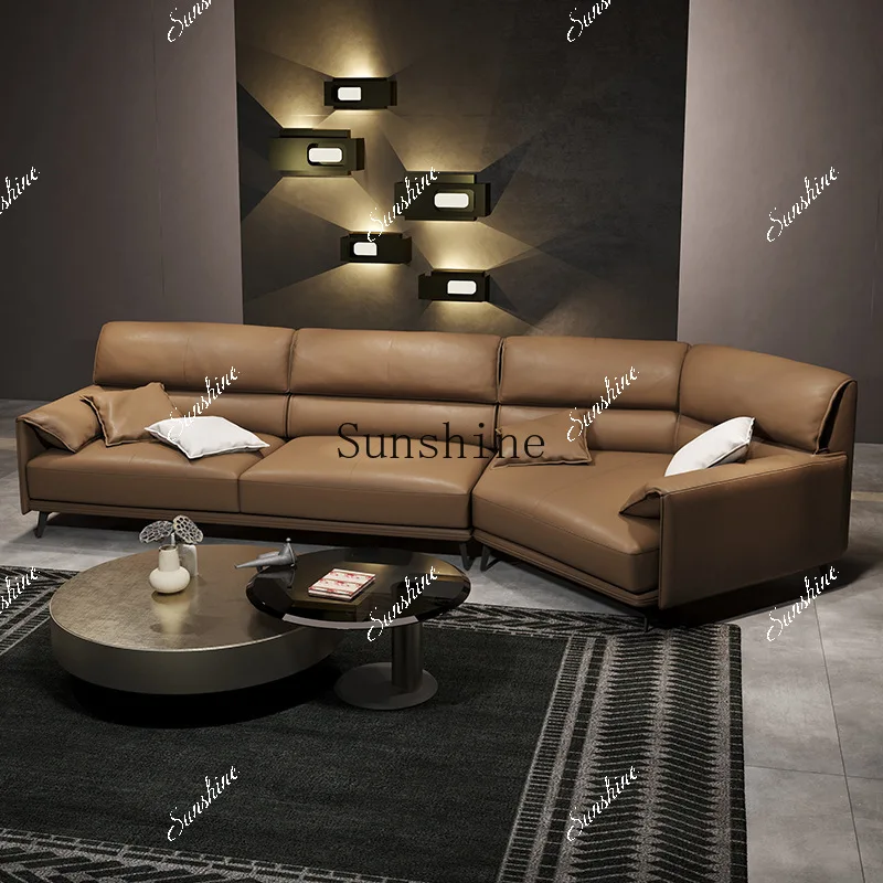 

Light luxury leather sofa Modern living room corner combination leather sofa FT