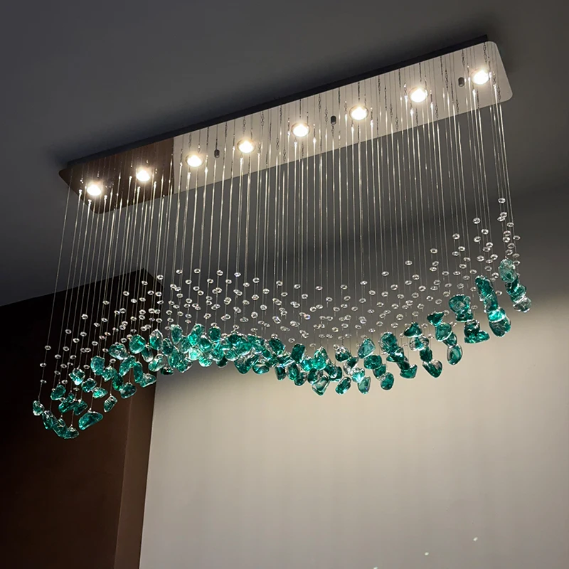 

Crystal Chandelier For Restaurant Creative Modern And Luxurious Dining Room Pendant Light Long Bar Counter Dining Pendant Light