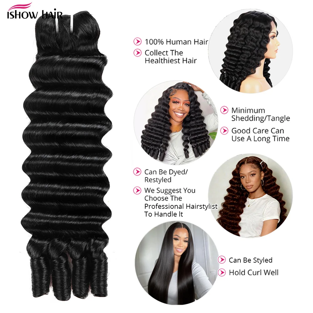 15A Funmi Loose Deep Bundle Human Hair 1/3/4 Bundles Brazilian 100% Unprocessed Virgin Hair Weft with Spiral Curly End for Women