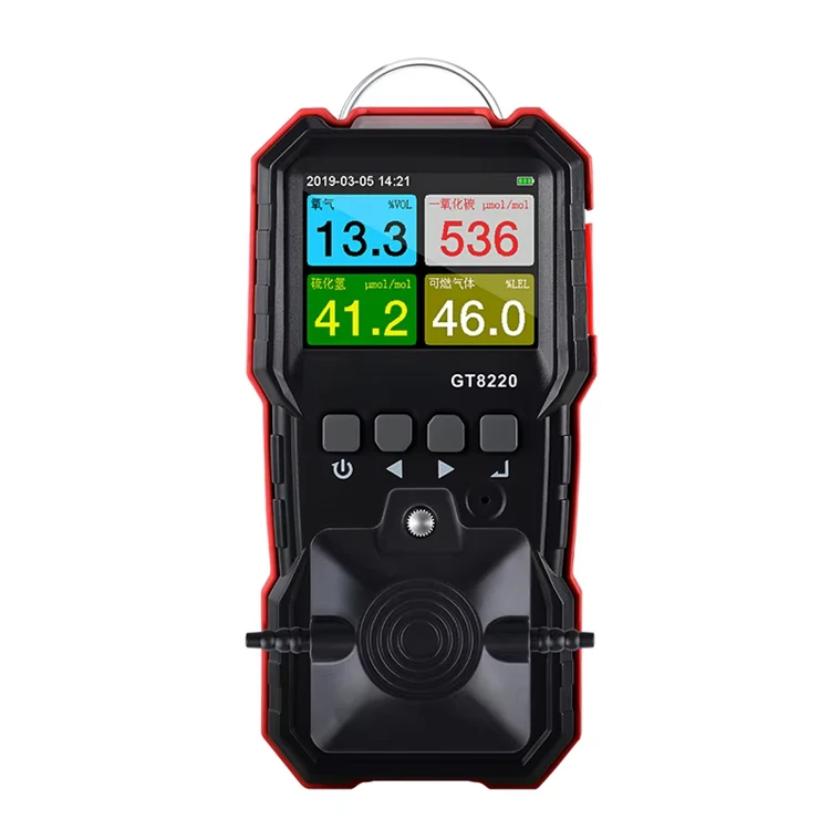 

GT8220 Сертифицированный ATEX взрывозащищенный детектор газа 4-в-1 Монитор горючего угарного газа, кислорода, серы, водорода