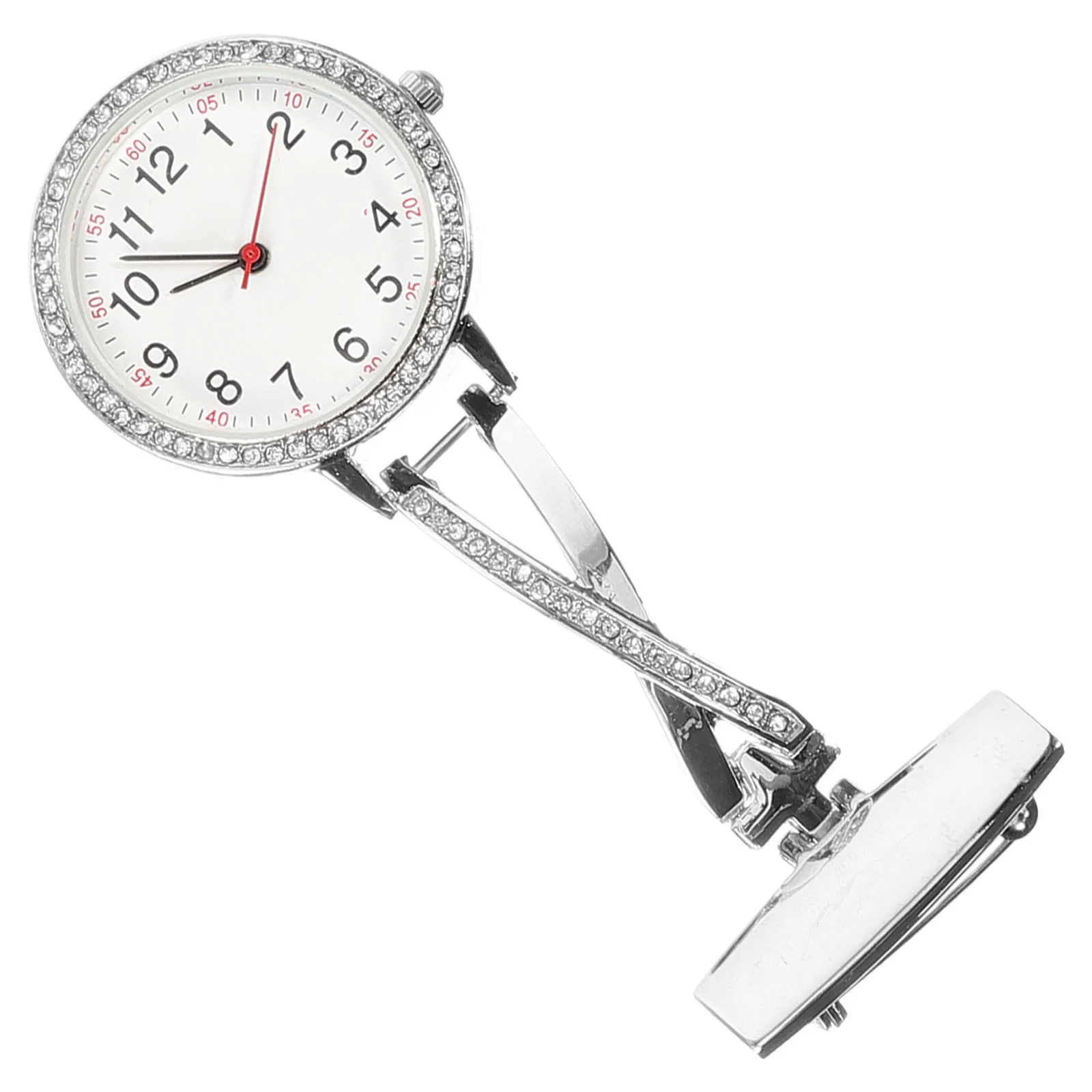 

Hanging On Lapel Fob Watches Nurse Watch Clip On Pocket Diamond White Nurse Fob Watch Steel Color Practical Durable