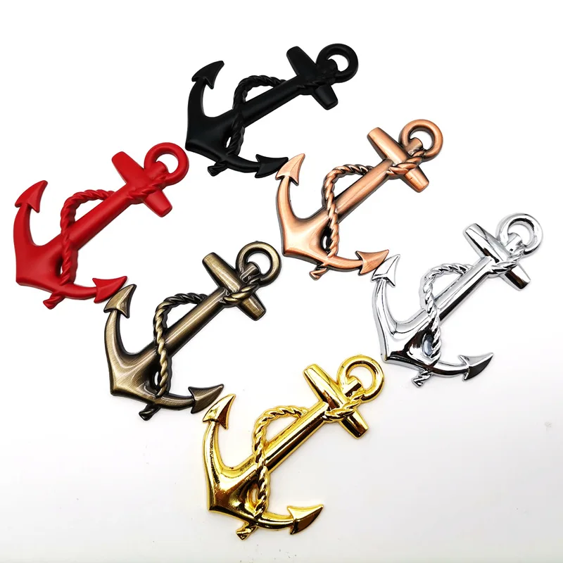 1PC Metal Personality Car Stickers Boat Anchor Hooks Navy Emblem Grill Cross Badge Pirate Ship Car Body Sticker Accessories