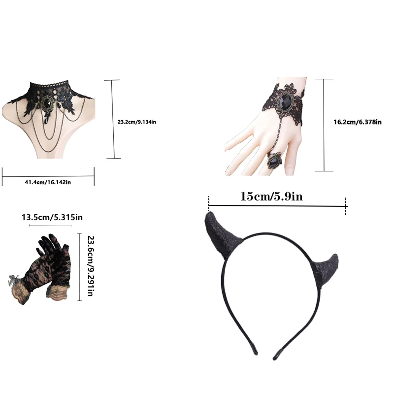 Halloween demon series set, individual including demon tail, short skirt demon fork headband, suitable for Halloween role-playin