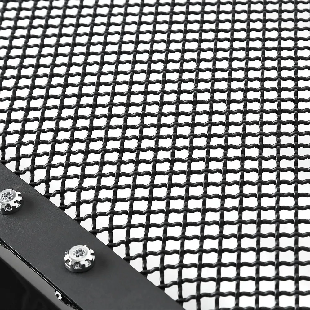 Tuning Glossy Black Stainless Steel Rivet Mesh Style Front Hood Grille Compatible with 2005-2007 Ford F-250