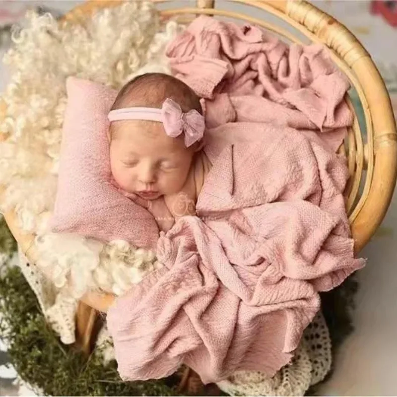 Baby Photo Shooting Accessories Casual Simple Knitted Twist Soft Elasticity Blankets+ Pillow 2pcs/set Infant Photography Props