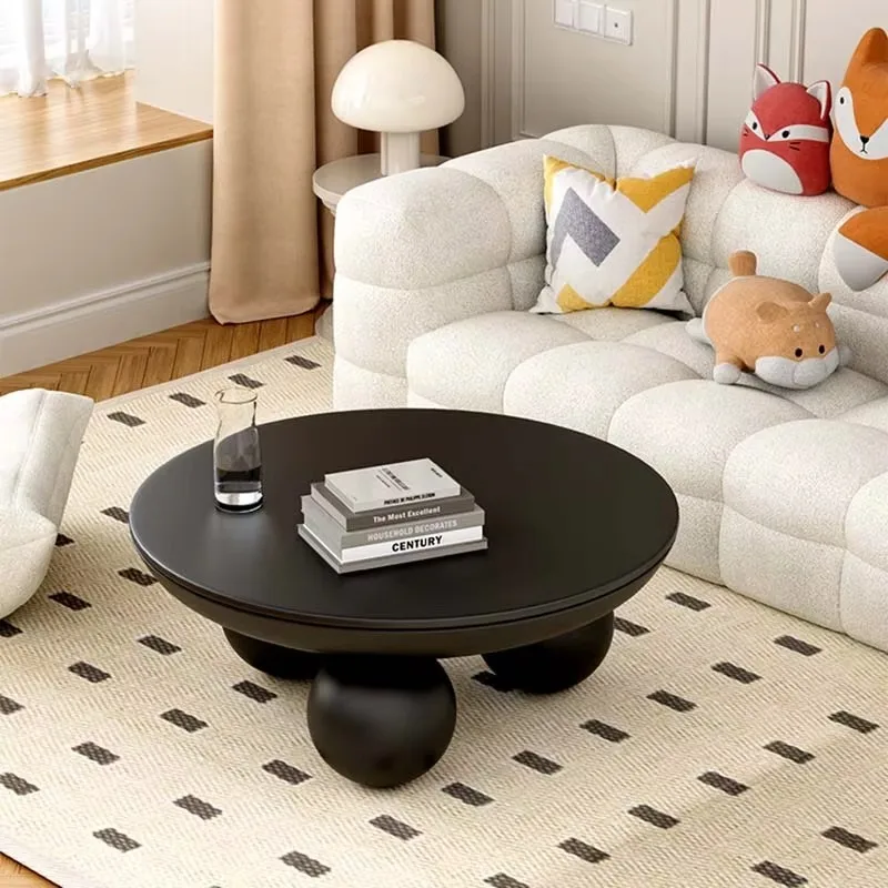 

Black Nordic Coffee Tables Living Room Simple Unique Modern Small Side Table Wood Round Mesa Auxiliar Salon Furniture For Home