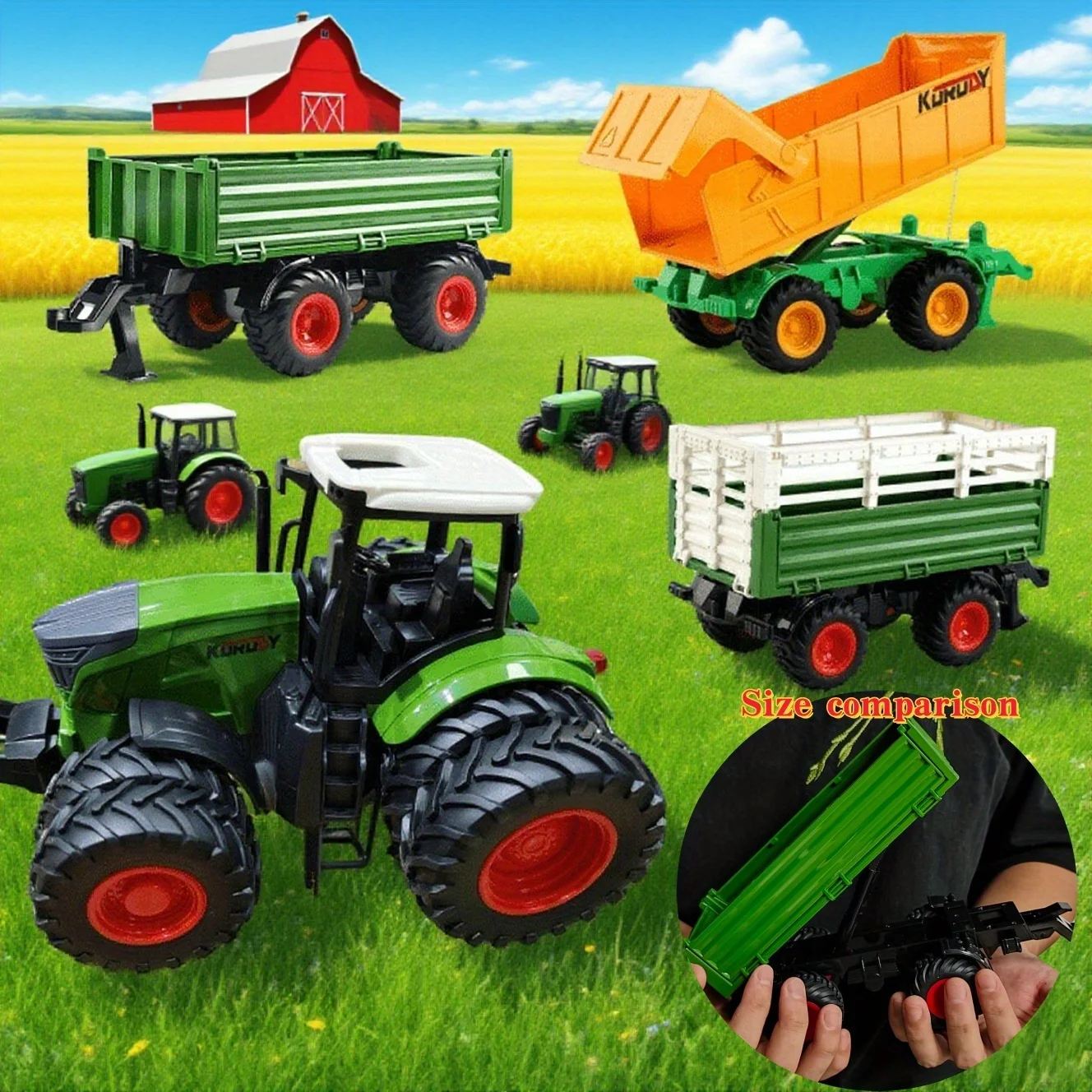 

Большой восьмиколесный фермерский автомобиль с различными транспортными аксессуарами. Выберите свой любимый набор детских игрушек.