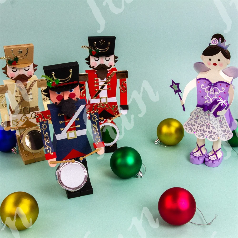 Nutcracker Soldier & Sugar Plum Fairy Gift Box Die Collection Christmas Metal Cutting Dies DIY Embossing Scrapbook Album Crafts
