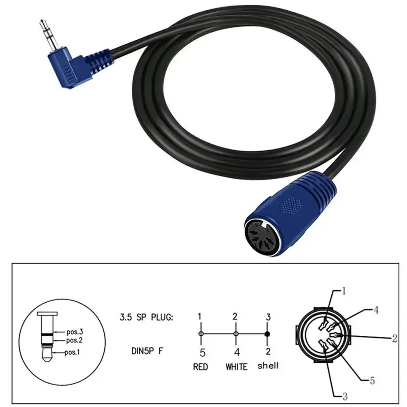 DC3.5mm męski kolanko do DIN 5P żeński adapter audio Adapter MIDI Audio MIDI DIN 5PIN kabel połączeniowy 0.5M 1.5M 3M