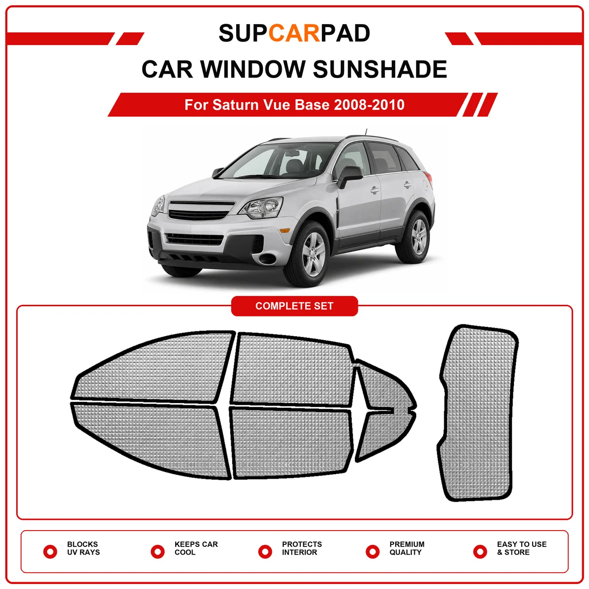 For Saturn Vue Base 2008-2010 Pre‑Cut Auto Window Sunshade Anti‑UV Car Sun Visor Protector