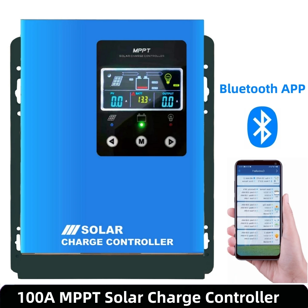 MPPT 100A Solar Charge Controller 150VDC Bluetooth Regulator Use For 12V LiFePO4/12V Lithium/12V 24V 48V Lead-Acid Battery