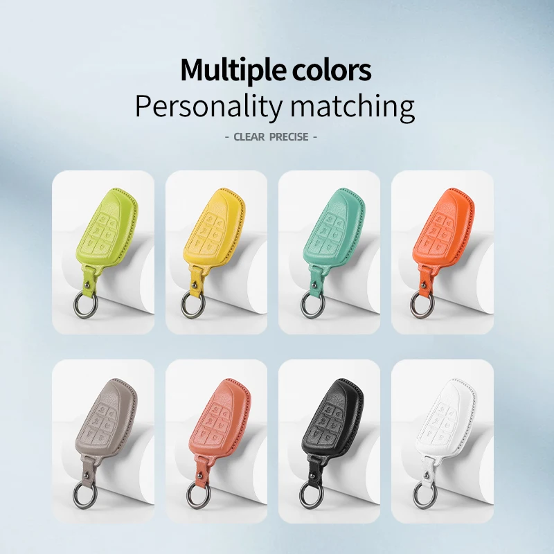 For GMC YUKON Acadia Terrain Sierra 1500 Canyon HUMMER EV Savana DENALI High-end leather car keychain key cover protective case