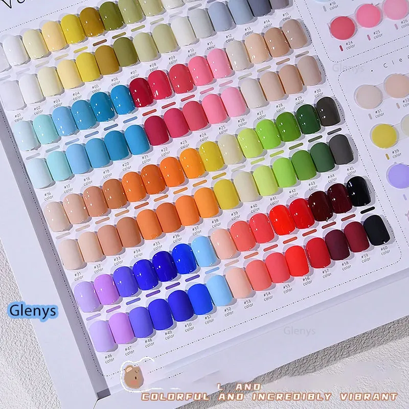 Glenys 60 لون طلاء الأظافر هلام صافي الأحمر شعبية شبه دائمة الغمر هلام بطاقة اللون الأشعة فوق البنفسجية LED صالون الأظافر ورنيش مجموعة 15 مللي