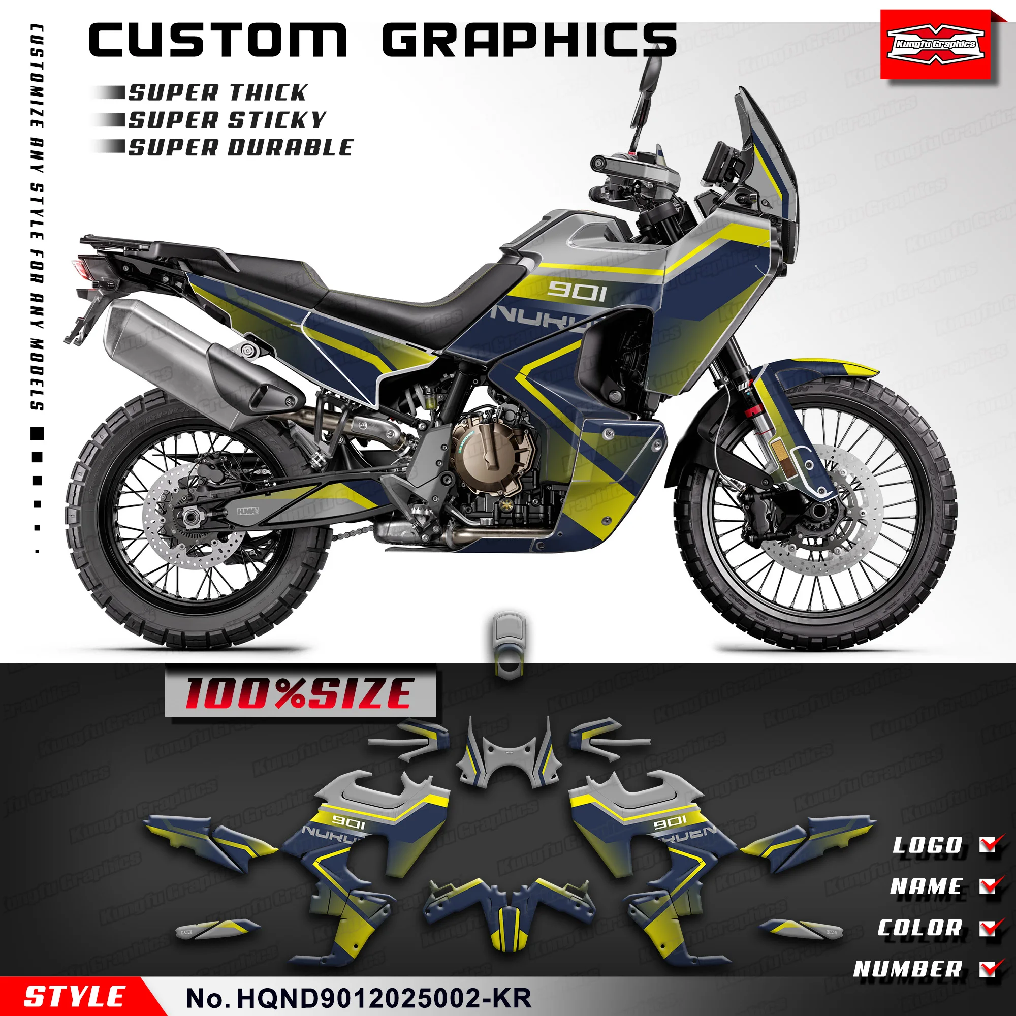 

KUNGFU GRAPHCS Motorcycle Stickers Vinyl Decal for HUSQVARNA NORDEN 901 NORDEN901 2020 2021 2022 2023 2024 25, HQND9012025002-KR