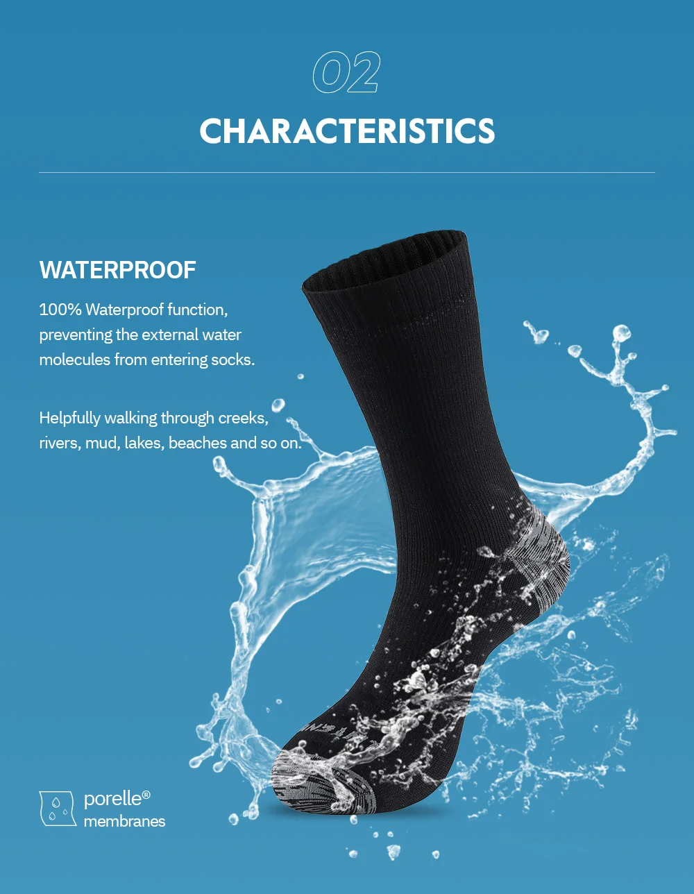 Calcetines impermeables para hombre, calcetín deportivo térmico cálido para nieve, MEMBRANES PORELLE, Snowboard, ciclism