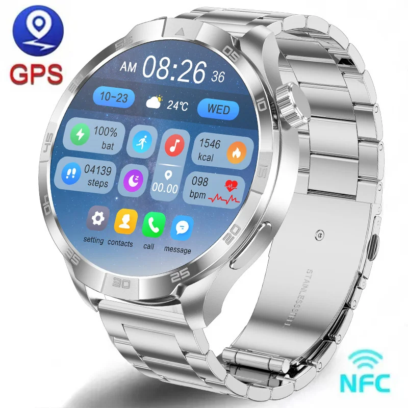 Voor HUAWEI GT4 Pro GPS NFC Smart Horloge Mannen 360*360 AMOLED Scherm hartslag Bluetooth Oproep IP68 Waterdichte man Smartwatch 2024