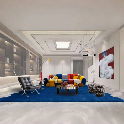 Sofa living room furniture expandable Dubai hotel custom luxury 2-seat villa-style colored fabric