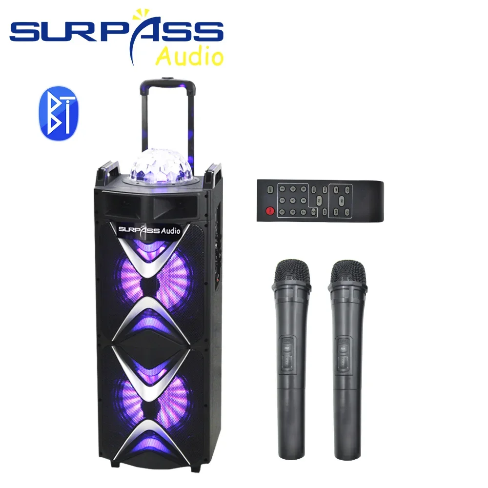 

Portable Outdoor Bluetooth Trolley Speaker 60W Light Flash Wireless Stereo Bass Subwoofer Loudspeaker Microphone for AUD FM USB