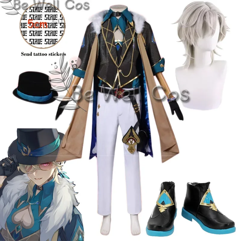 Game Honkai Star Rail Aventurine Cosplay Costume Shoes Uniform Topaz Colleagues Interastral Peace Corporation Wig Prop Halloween