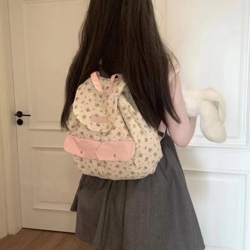 Backpacks for StudentsWomen Fashion New Casual Backpack Girls Sweet Kawaii Flower Schoolbags Y2k Aesthetic Chic All Match