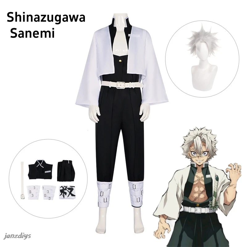 Shinazugawa Cosplay Costume Anime Demon Slayer Sanemi Wig Swordsmith Village Arc Kimetsu no Yaiba Black Hashira Uniform