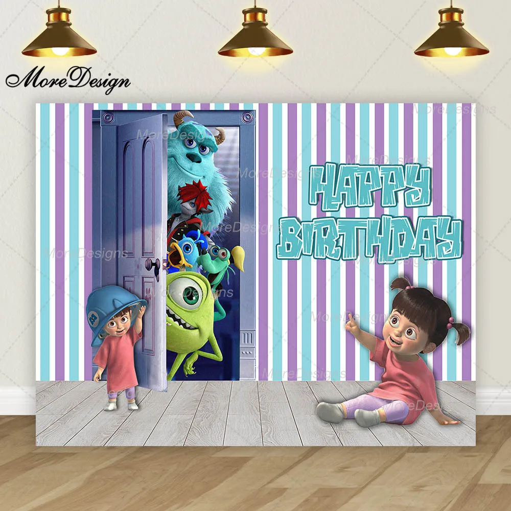 Disney Monsters Universiteit Achtergrond Kids Verjaardagsfeestje Decor Vinyl Polyester Fotografie Achtergrond Baby Shower Banner