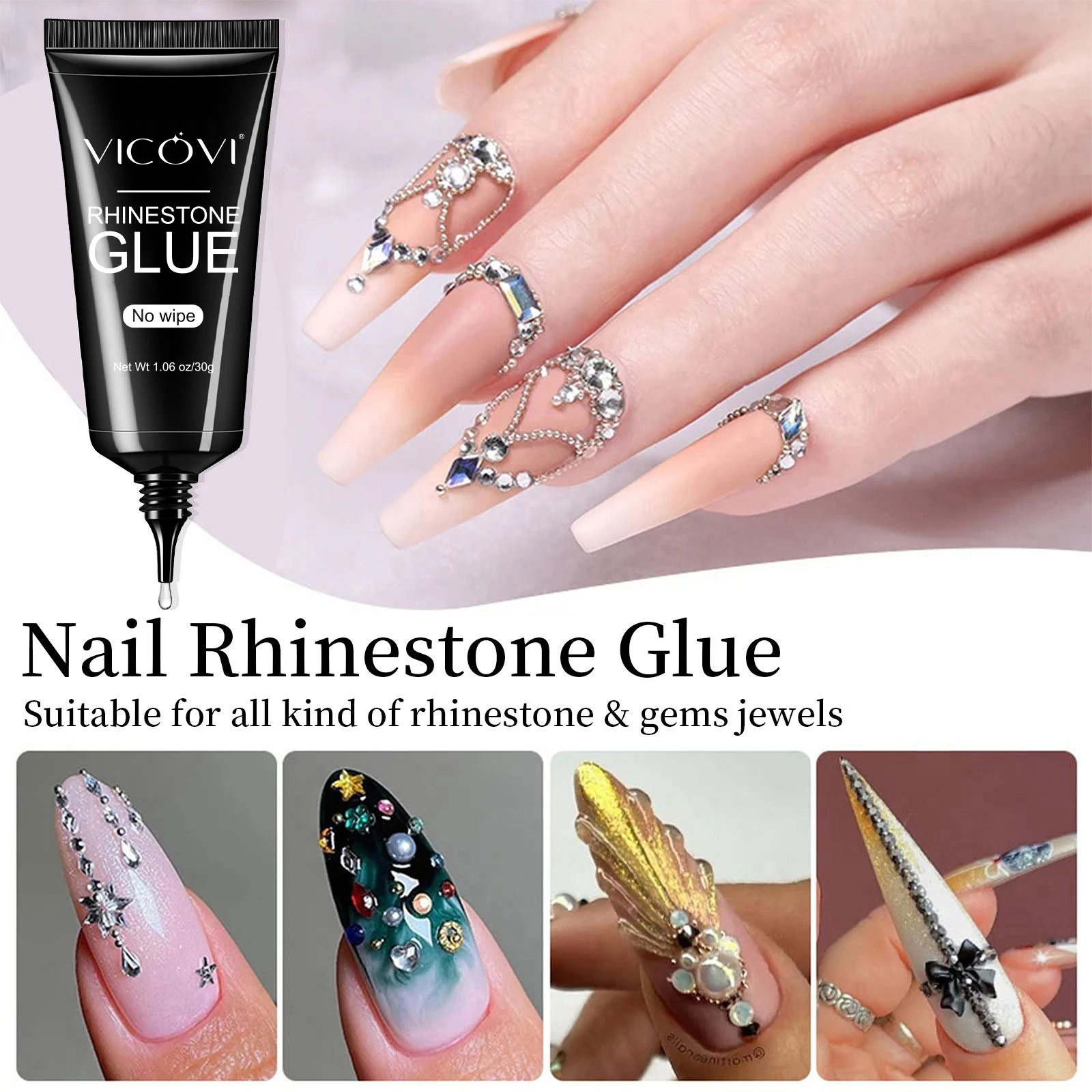 30g Nail Rhinestone Glue For 3D Nail Decoration Design Super Strong Adhesive Nail Gem Glue DIY Nail Art Jewel Crystal Nail Gel##