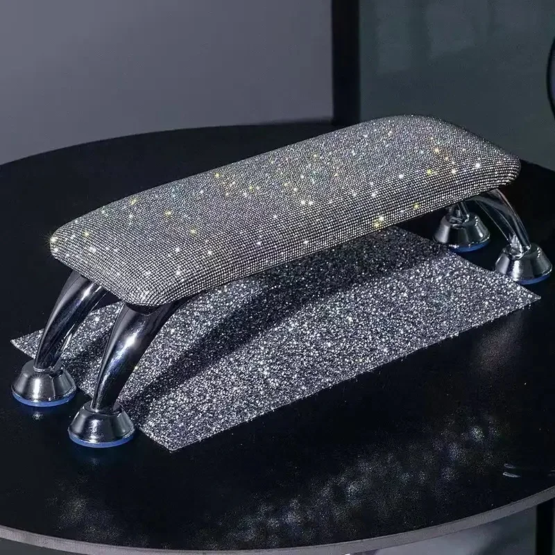 Rhinestone-Studded Horn Hand Pillow Detachable Comfortable Nail Pad Holder for Nail Salon