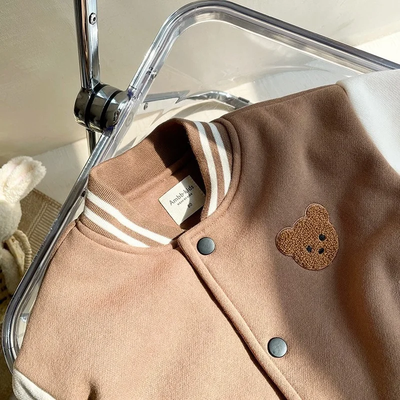 Veste d\'uniforme de baseball décontractée pour tout-petits, manteau chaud pour enfants, vêtements mignons pour bébés garçons et filles, sourire,