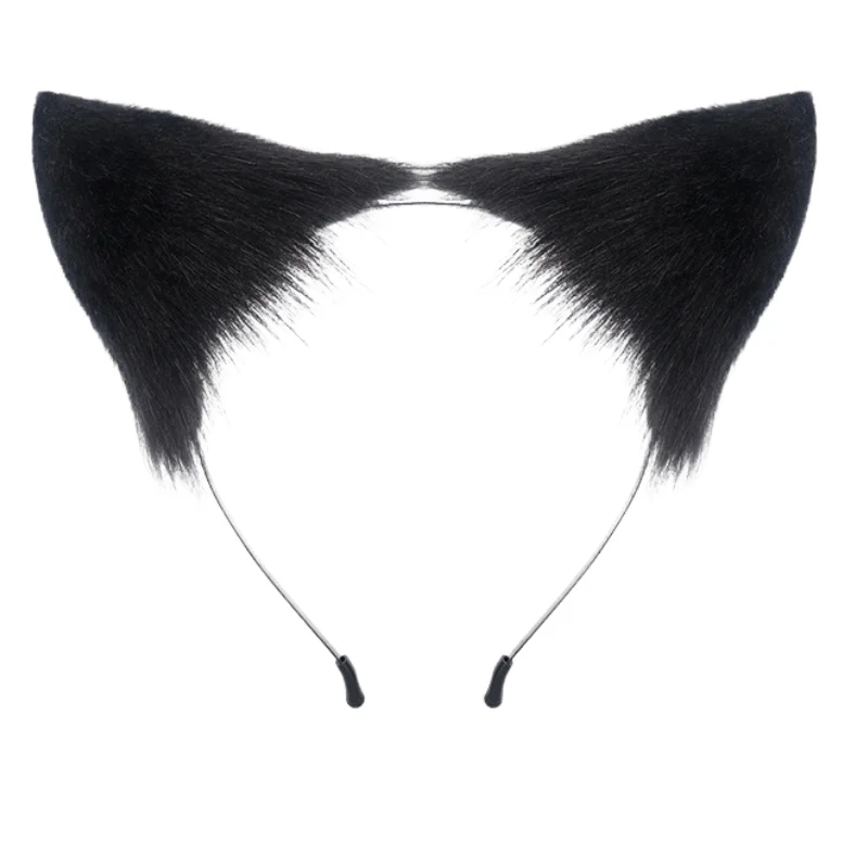 Black Cat Ears Headdress Simulated Furry Pet Ear Hair Hoop Lolita Maid Cosplay Accessories Carnival Halloween Costume Props