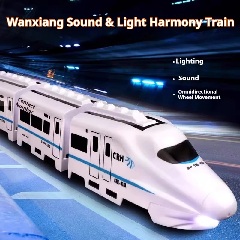 Harmony Railcar Simulation High-speed Railway Train Toys 3D Electric Bullet Train with Light Model Building Toy GIft Car for Kid